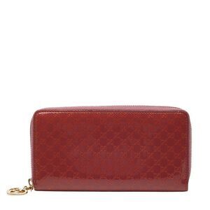Gucci Micro Guccissima Lovely Round Zipper Long Wallet 308005 Pink Enamel